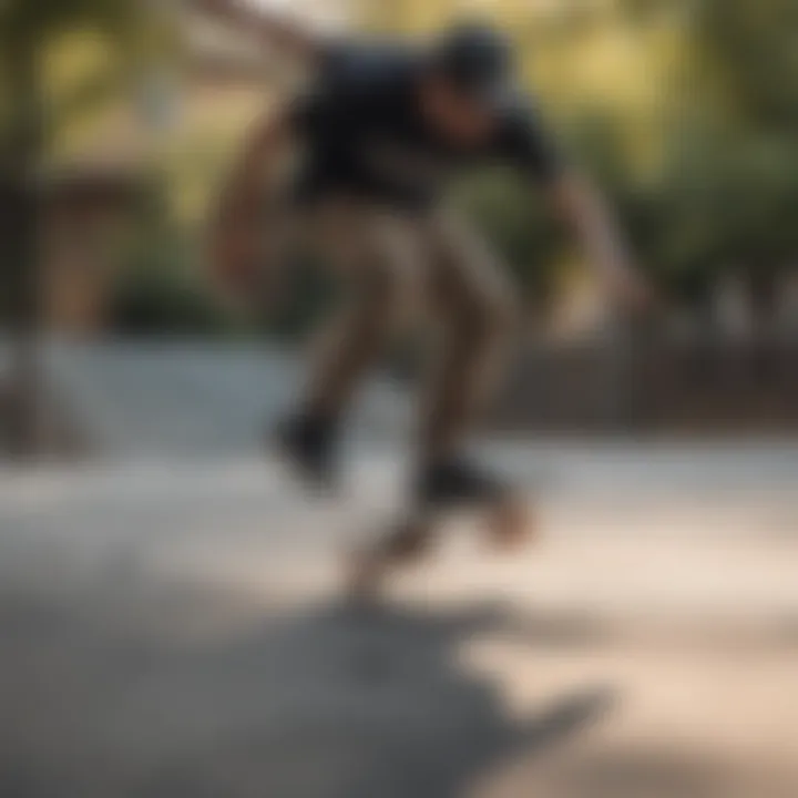 Skater performing tricks with large grip tape