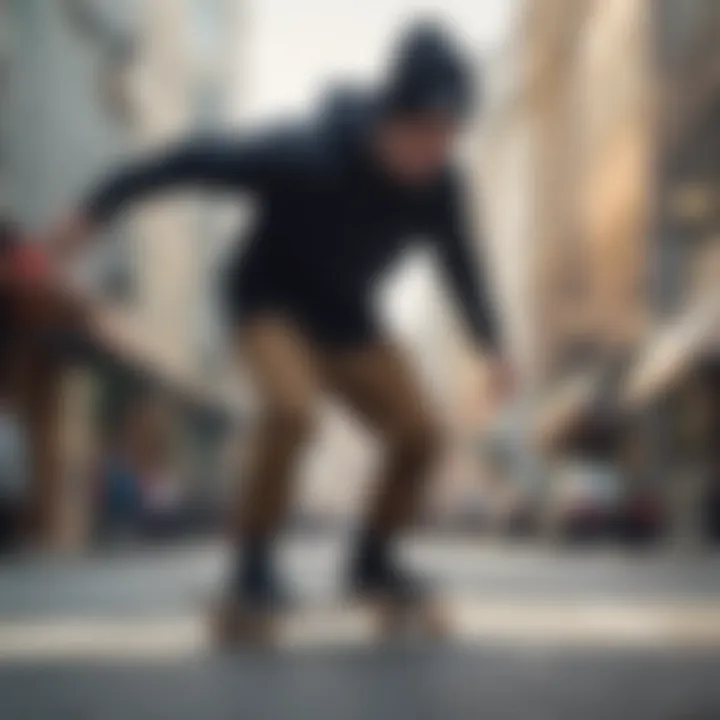 Skateboarder wearing a micro beanie while performing a trick