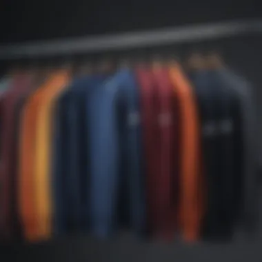 Different color options of the Nike Club Sweater displayed on hangers.