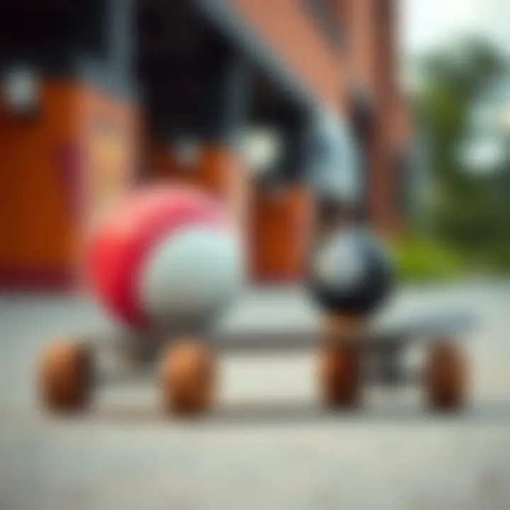 Comparison of One-Ball and Traditional Skateboards Comparative analysis of one-ball skateboard and traditional skateboard side-by-side
