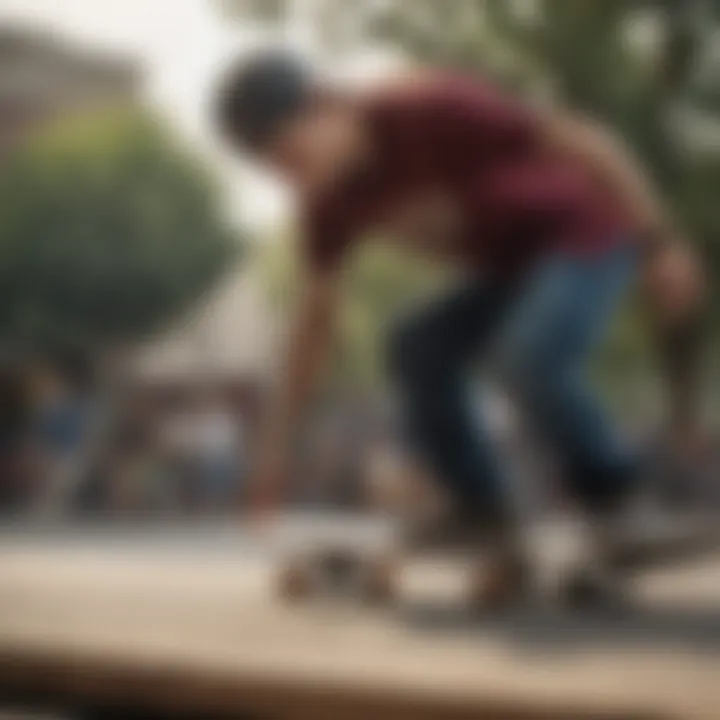 Skater demonstrating techniques using a Carver board