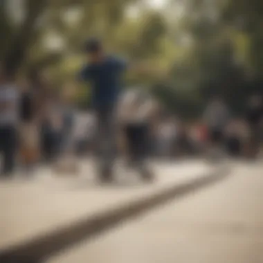 Group of friends enjoying skateboarding at a park wearing Vans