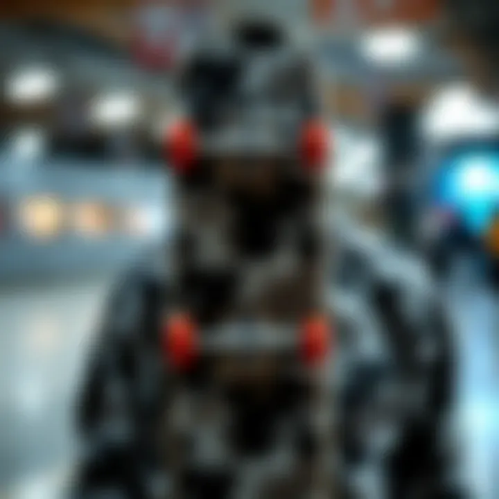 Creative Skateboard Art with Camouflage Creative skateboard art featuring gray camouflage motifs