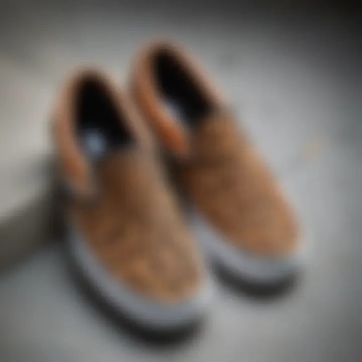 Close-up of the fabric and texture of Vans Cheetah Slip-Ons