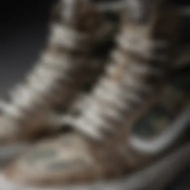 Close-up of the unique camo pattern on Vans Hi Top shoes