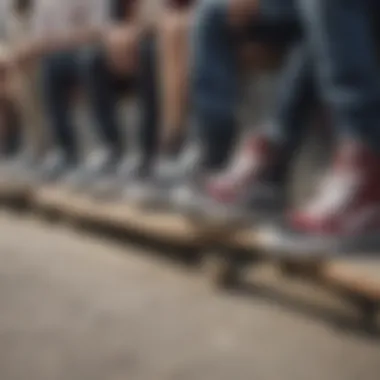 A group of skaters bonding while wearing various Vans styles.