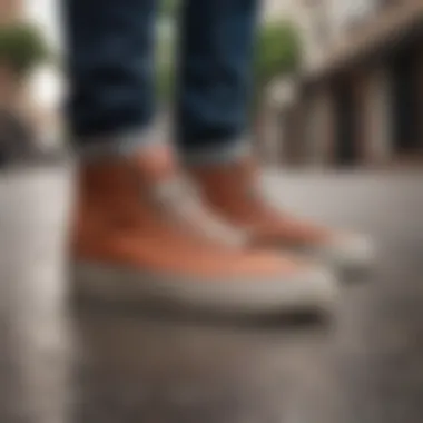 Skater wearing Vans steel toe shoes in an urban setting