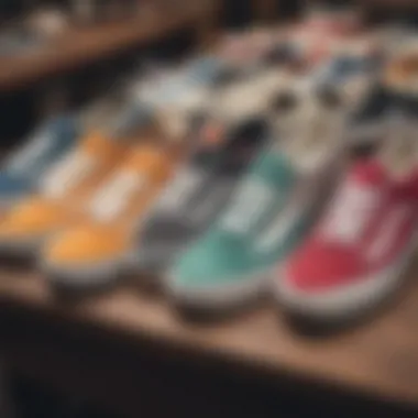 Authentic vintage Vans shoes on display at a market