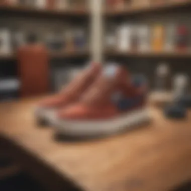 Care products for maintaining Fila suede shoes displayed on a wooden surface