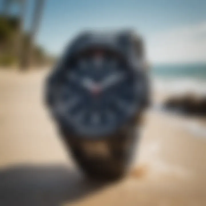 Stylish G-Shock watch displayed on a beach setting