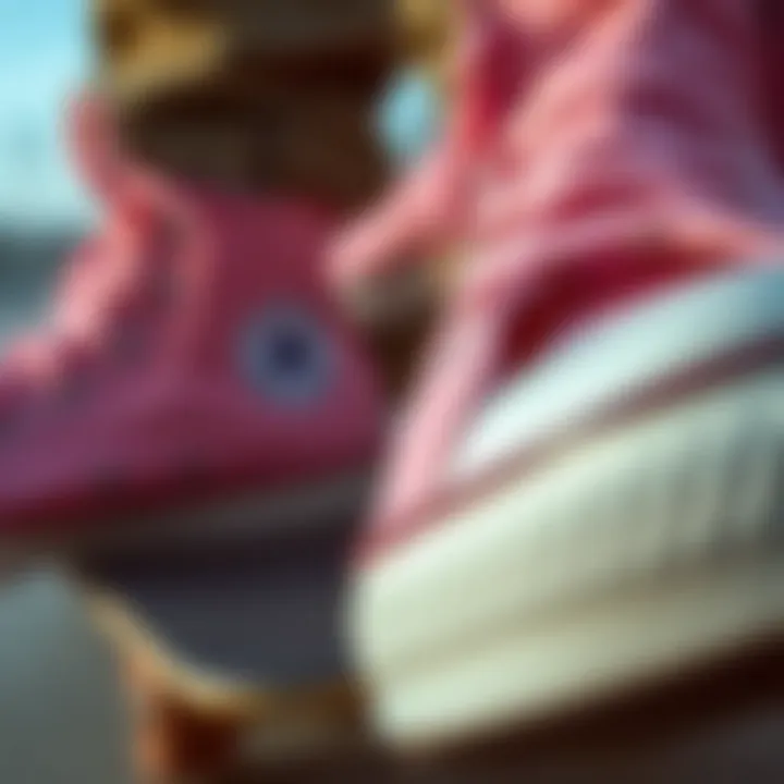 Detailed View of Hightop Converse Close-up of hightop Converse detailing with skateboard