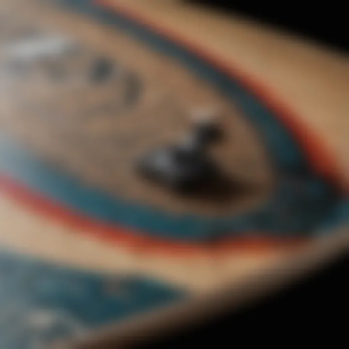 Close-up of unique graphic designs on Santa Cruz skate decks