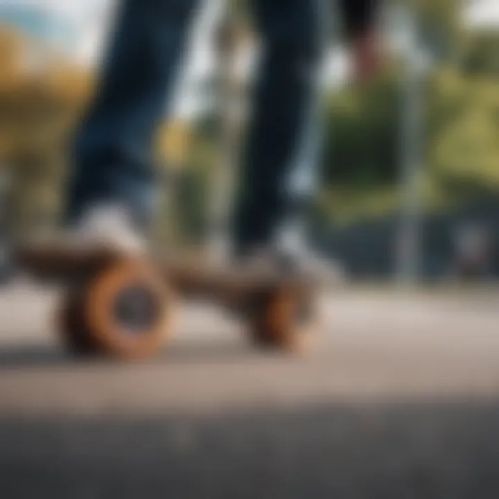 A close-up of skateboard wheels highlighting performance features.