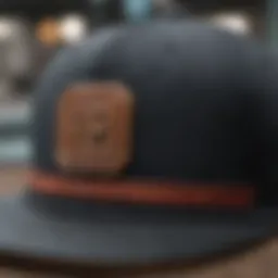 A close-up view of a New Era skateboard hat showcasing its unique design and fabric texture.