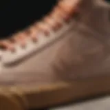 Close-up view of Nike Blazer gum sole showcasing texture and design