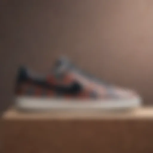 Close-up of Nike pattern shoe showcasing unique design elements