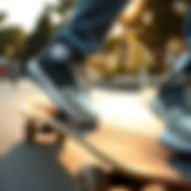 Nike Shoes in Action on the Skateboard Dynamic skateboarding scene showcasing Nike shoes