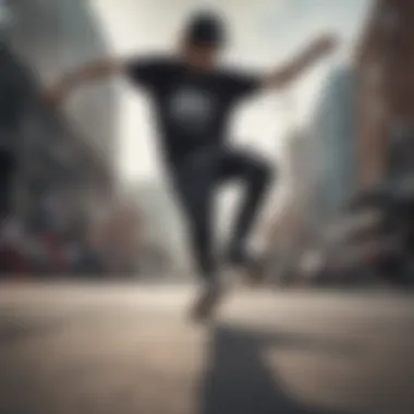 Performance and Style Combined A skater performing tricks while wearing stylish Nike skateboard sneakers
