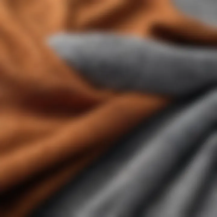 Close-up of different hoodie fabric textures