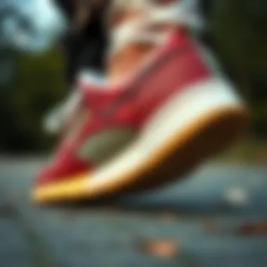 Detailed view of the Reebok C 85's unique sole and branding