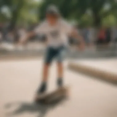 Skateboarders enjoying the nearby Round Rock park