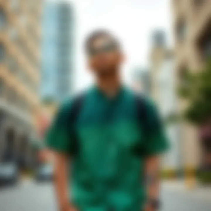 Urban Aesthetics with RVCA Green Shirt Street style outfit featuring RVCA green shirt in urban setting