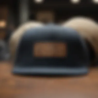 Close-up of RVCA hat showcasing unique design elements