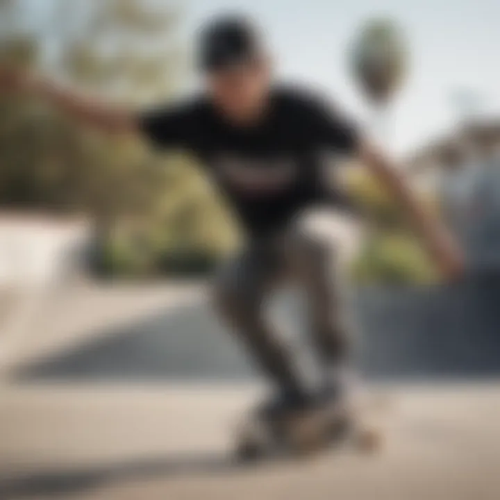 Stylish skater wearing RVCA hat while performing a trick