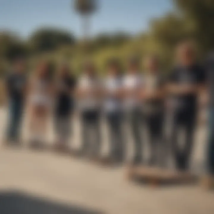 Group of skaters enjoying a session, representing the skate culture