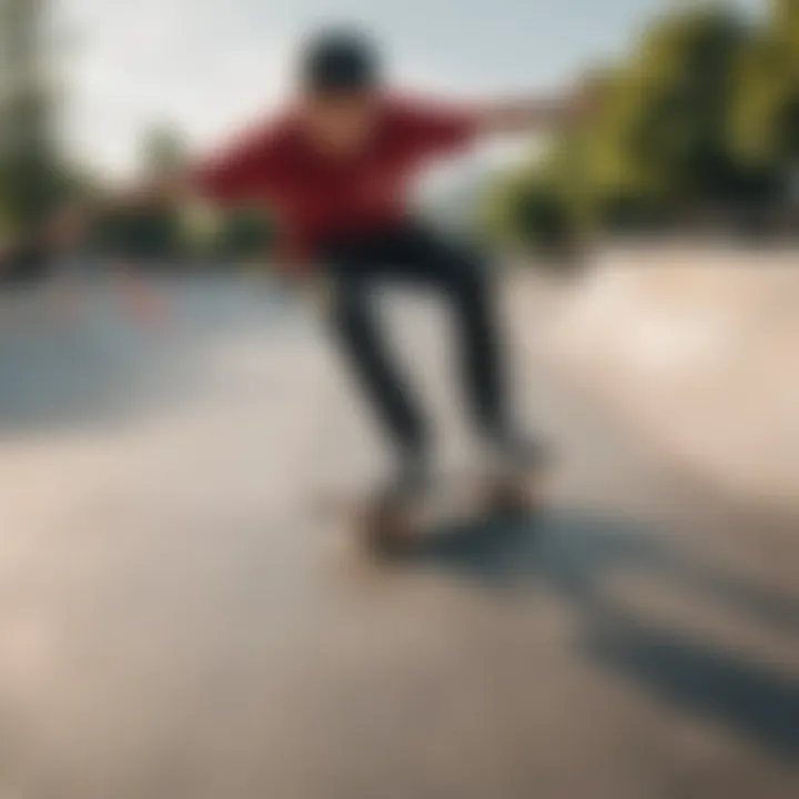 Skate lows in action on a vibrant skate park ramp.