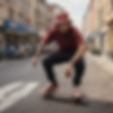 Skateboarder wearing a Cross Colours bucket hat in an urban setting