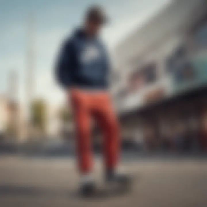 A skateboarder wearing Nike retro sweats, capturing the essence of skate culture