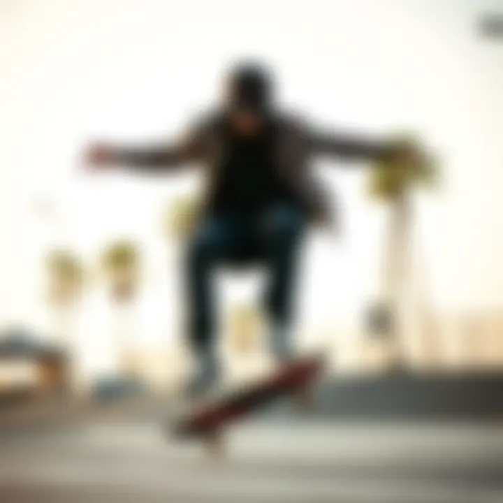 Skateboarding Style with Floral Checkerboard Skateboarder performing tricks in Vans