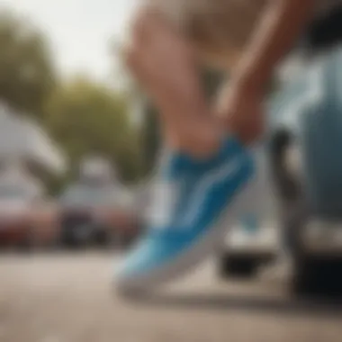 Skateboarder wearing personalized Vans shoes