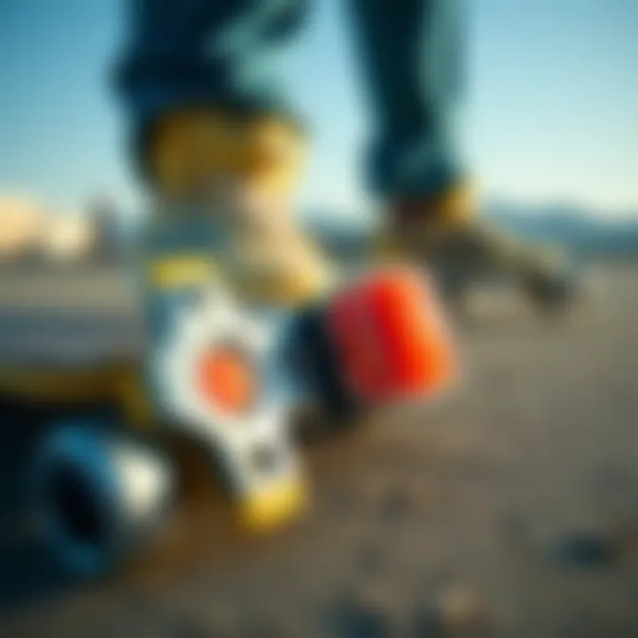 The Evolution of Skate Gear Close-up of innovative skateboarding gear highlighting technological advancements.