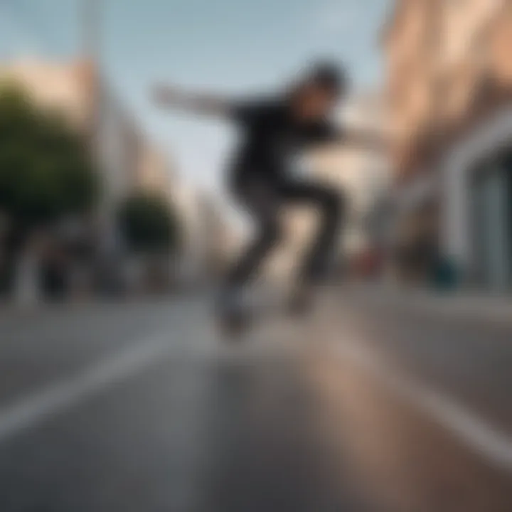 Skater performing a trick wearing Vans Trujillo shoes