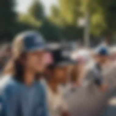 A group of skaters wearing goat trucker hats showcasing diverse styles