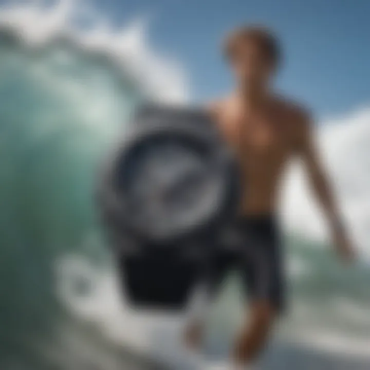 Surfer wearing a G-Shock watch while riding a wave