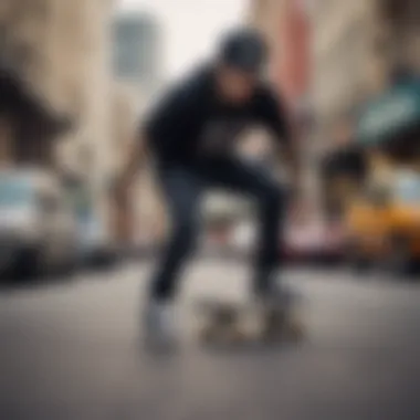 Skater wearing a Supreme snapback hat in an urban setting.