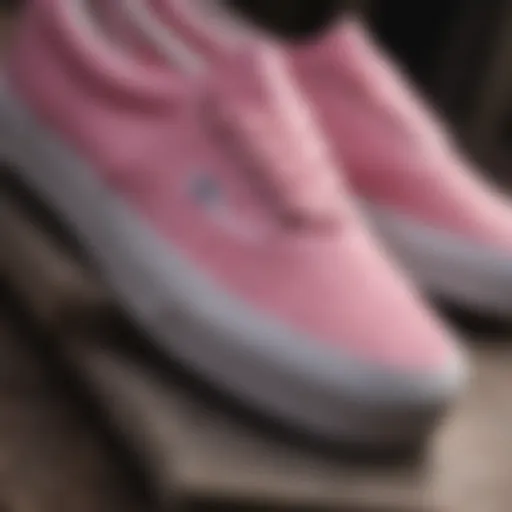 A close-up of all pink Vans showcasing unique textures and details