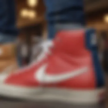 A close-up of high top blazers showcasing unique design elements