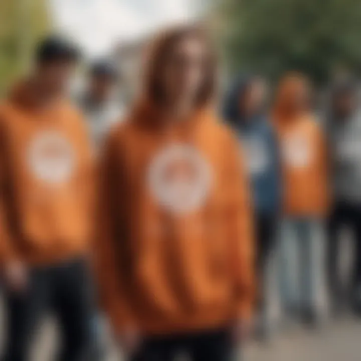 A group of skateboarders gathered, all wearing Element hoodies, demonstrating community and culture.