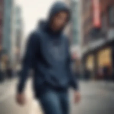 A skater wearing the Element hoodie in an urban setting, illustrating the blend of fashion and functionality.