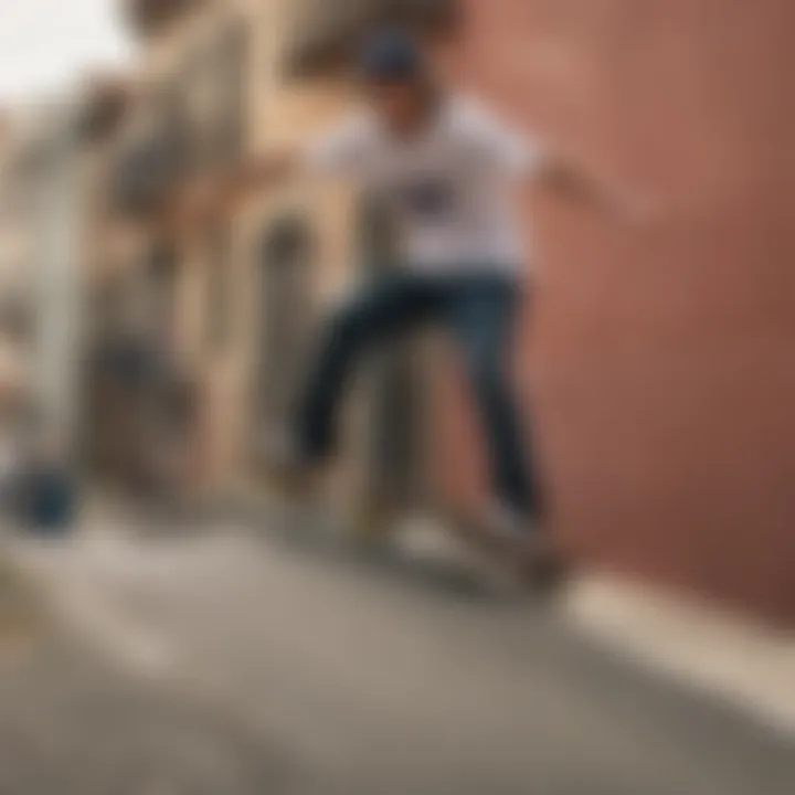 An artistic depiction of skateboarding culture and its evolution over the years