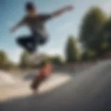 A vibrant skatepark filled with skaters showcasing tricks