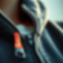 Close-up of a stylish hoodie zipper showcasing intricate design details