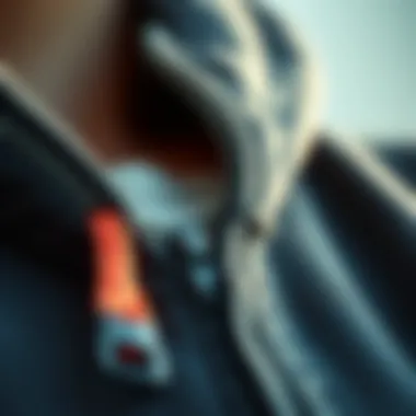 Intricate Design of Hoodie Zipper Close-up of a stylish hoodie zipper showcasing intricate design details
