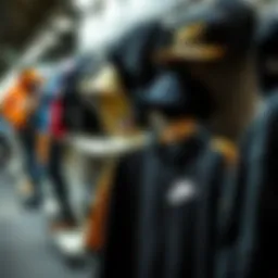 Urban street wear fashion on display