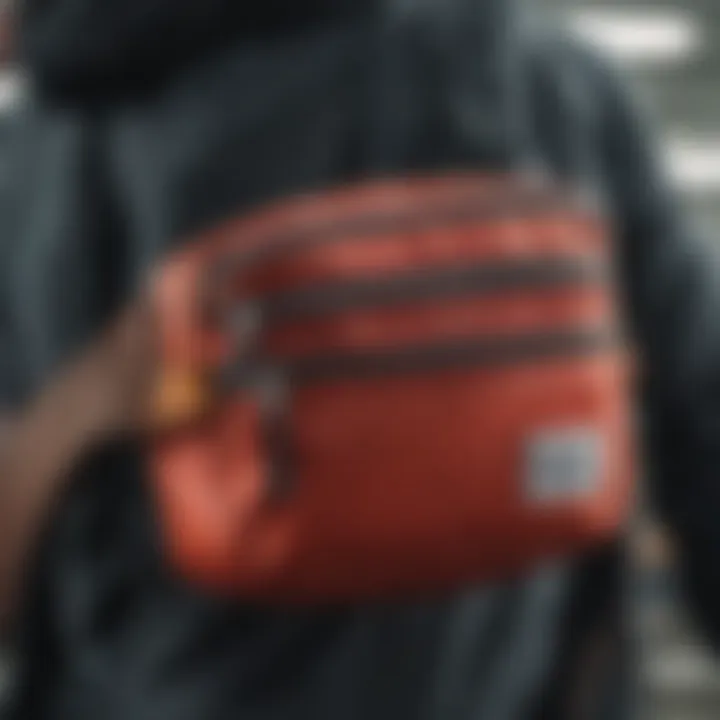 Close-up of Herschel hip bag showcasing its durable materials