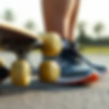 Gear Choices for Movement Close-up of skateboard deck and running shoes side by side